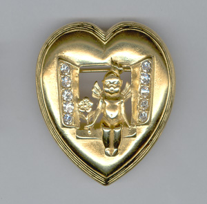 Trifari Heart Shaped Pin with Cherub